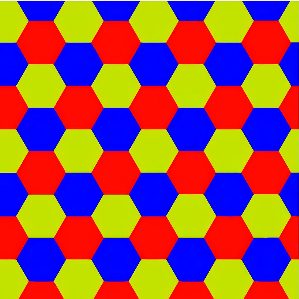 Hexagon design repeated. Pattern through colour.