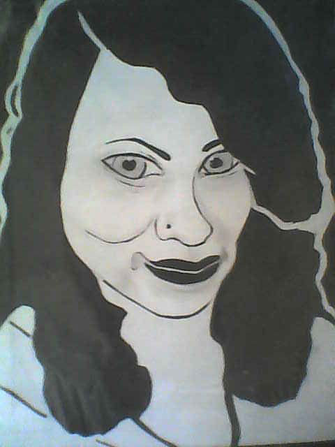 Student self-portrait using negative space.