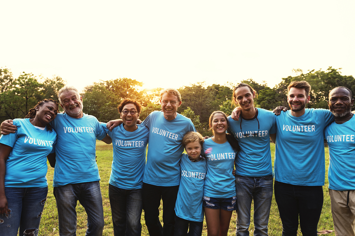 A group of volunteers in a park