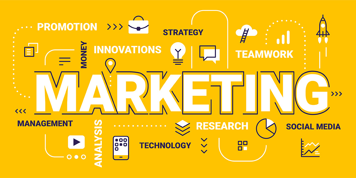 Marketing concept surrounded by related terms
