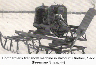 The first ever snow machine, built by Joseph Armand Bombardier in 1922.