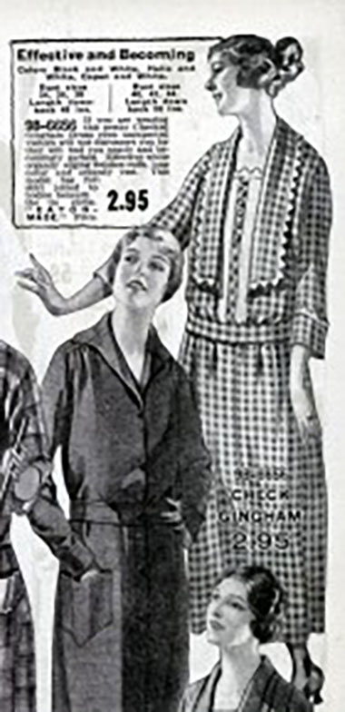 Two models wearing dresses in the Eaton's Fall/Winter catalogue from 1923 to 1924.