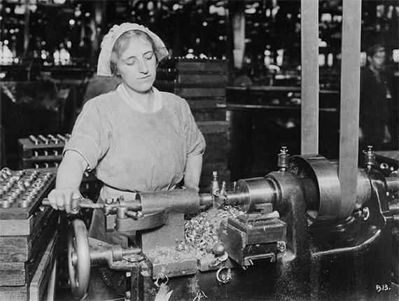 A Canadian woman working in a munitions factory.