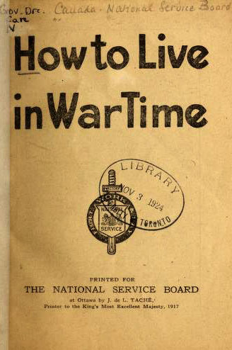 How to Live in Wartime Booklet cover, 1917