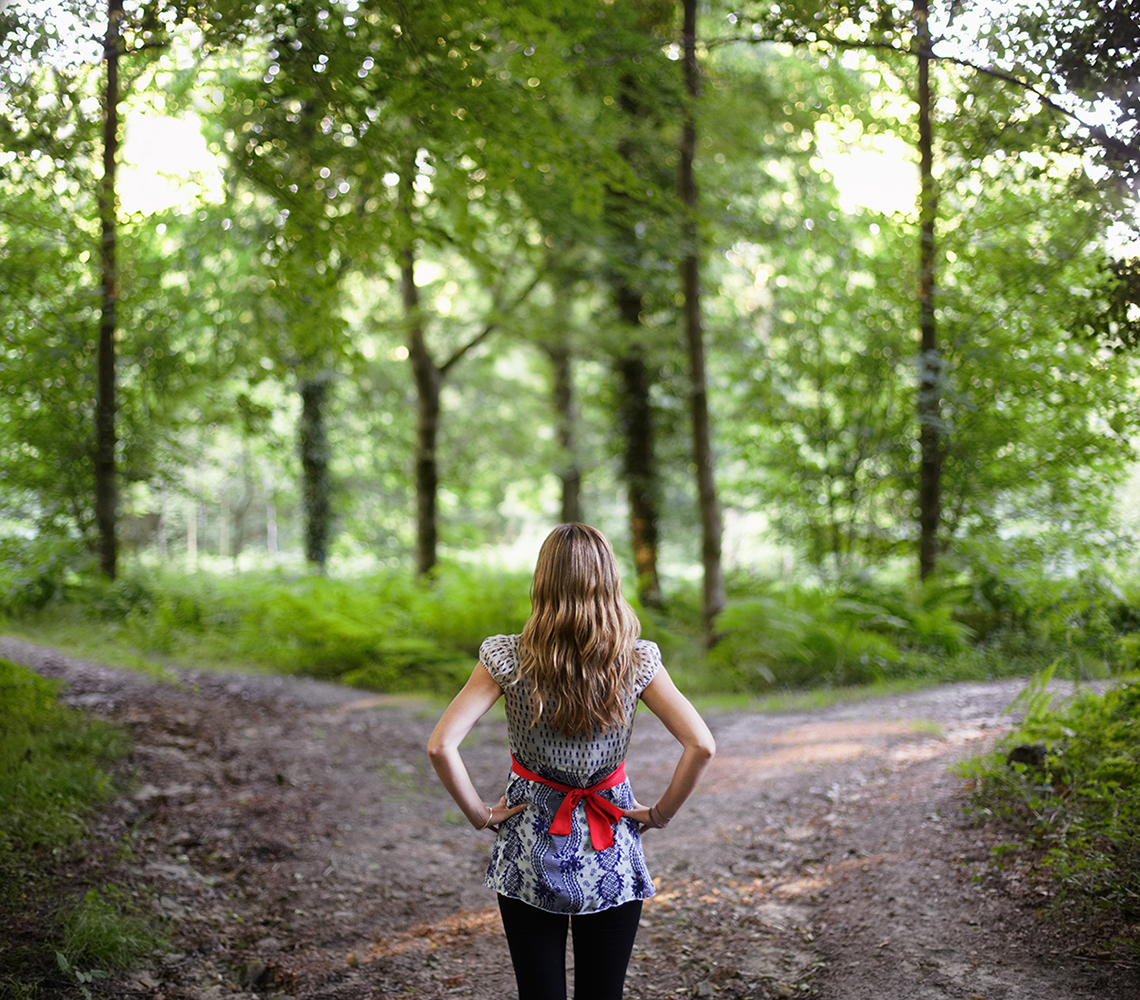 A person at fork in the road