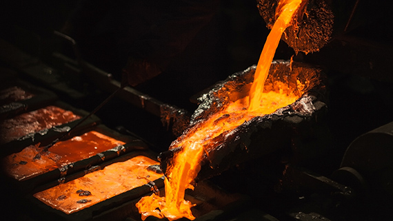 Production of aluminium master alloys at a foundry.