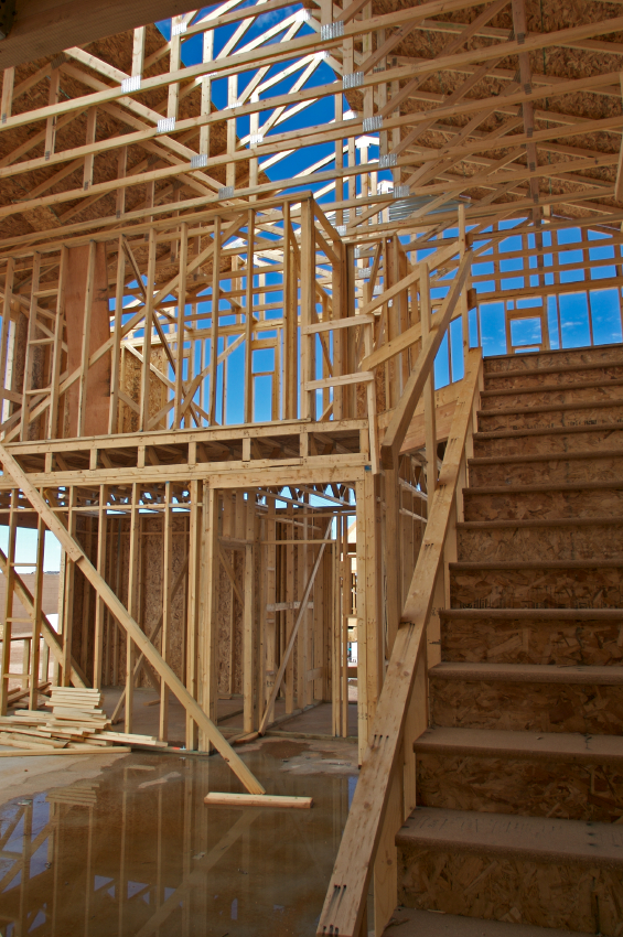 Wooden frame of a house under construction