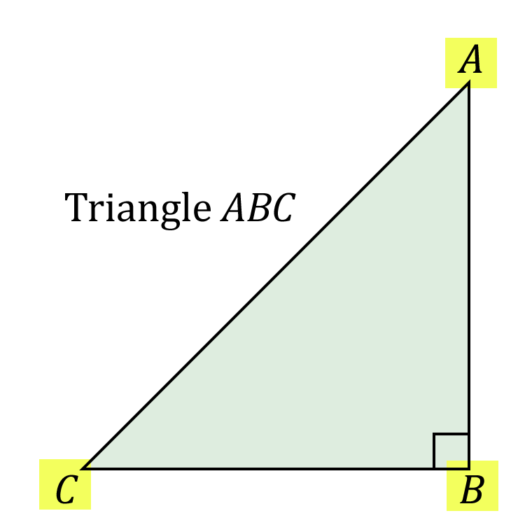 Triangle ABC, Vertices highlighted (A, B, C)