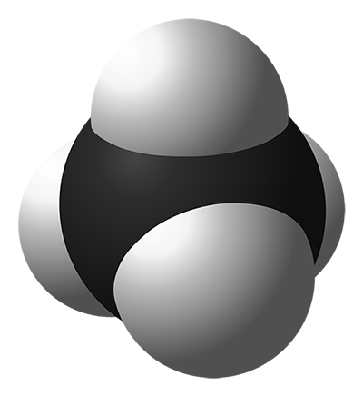 A simplified model of the molecular compound methane (CH4)
