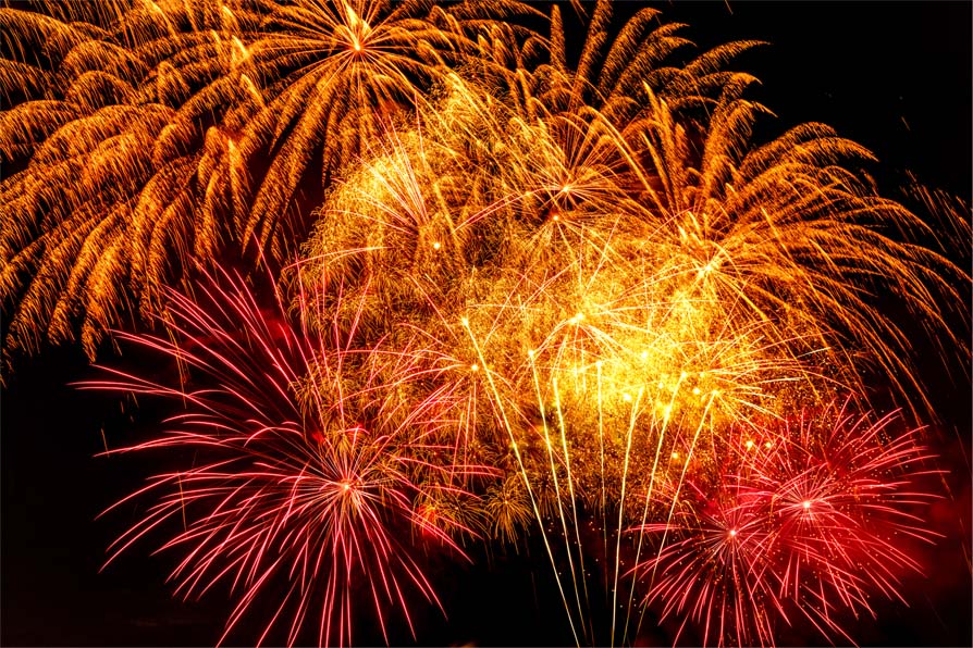 orange fireworks exploding