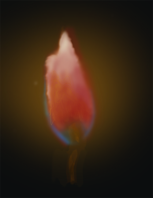 Lithium exposed to a flame. The resulting flame is magenta.