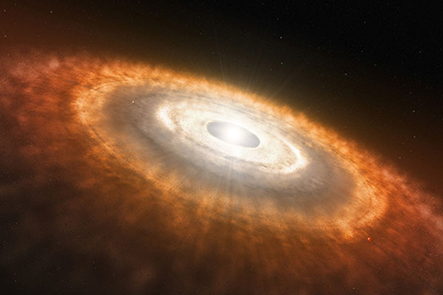 Artist's rendering of a young star and its protoplanetary disk