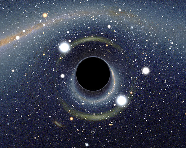 Black hole sitting in front of the Large Magellanic Cloud, a small galaxy that orbits the Milky Way