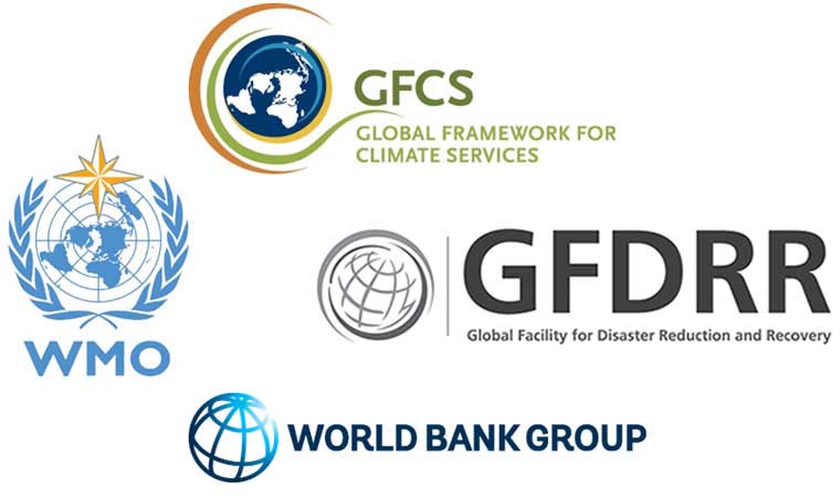 Logos for WMO, GFCS, GFDRR, and World Bank Group