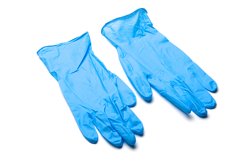 Blue latex gloves