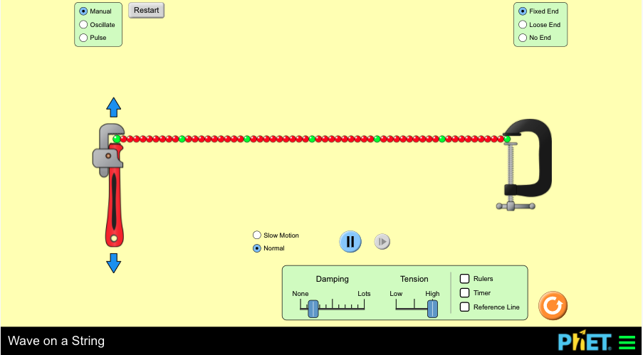 Simulation with wave on a string with different settings.